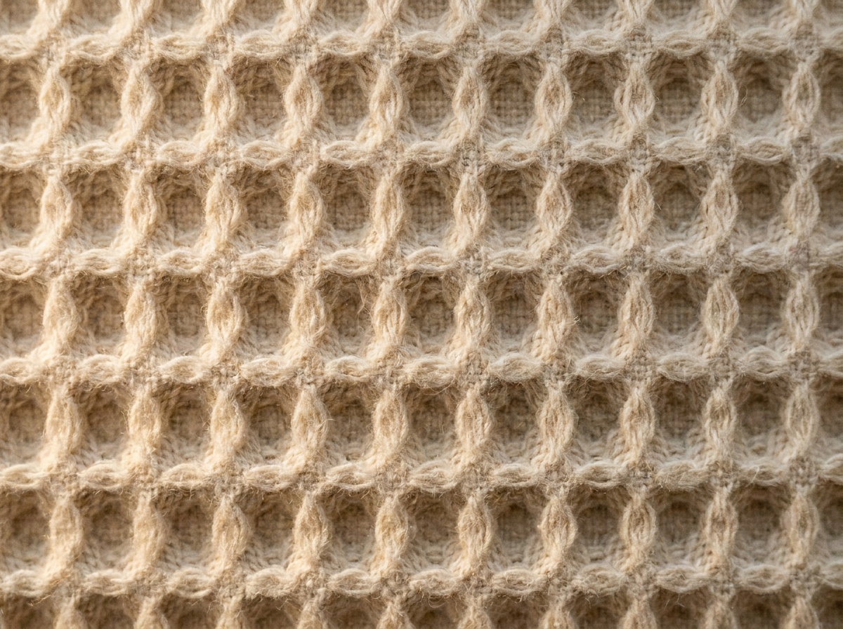Macro close-up of Cotton Waffle, Honeycomb weave