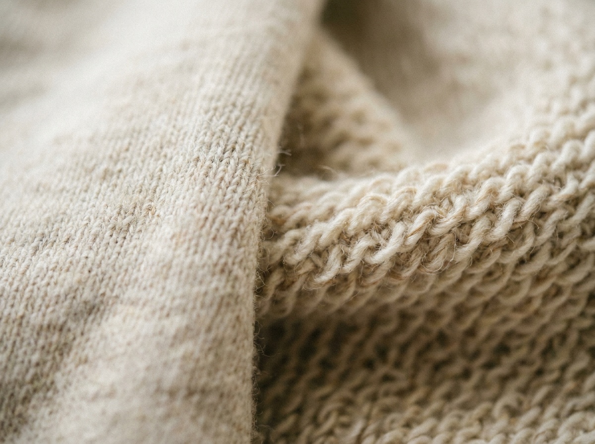 Macro close-up of French Terry, Weft knit, looped back with smooth face