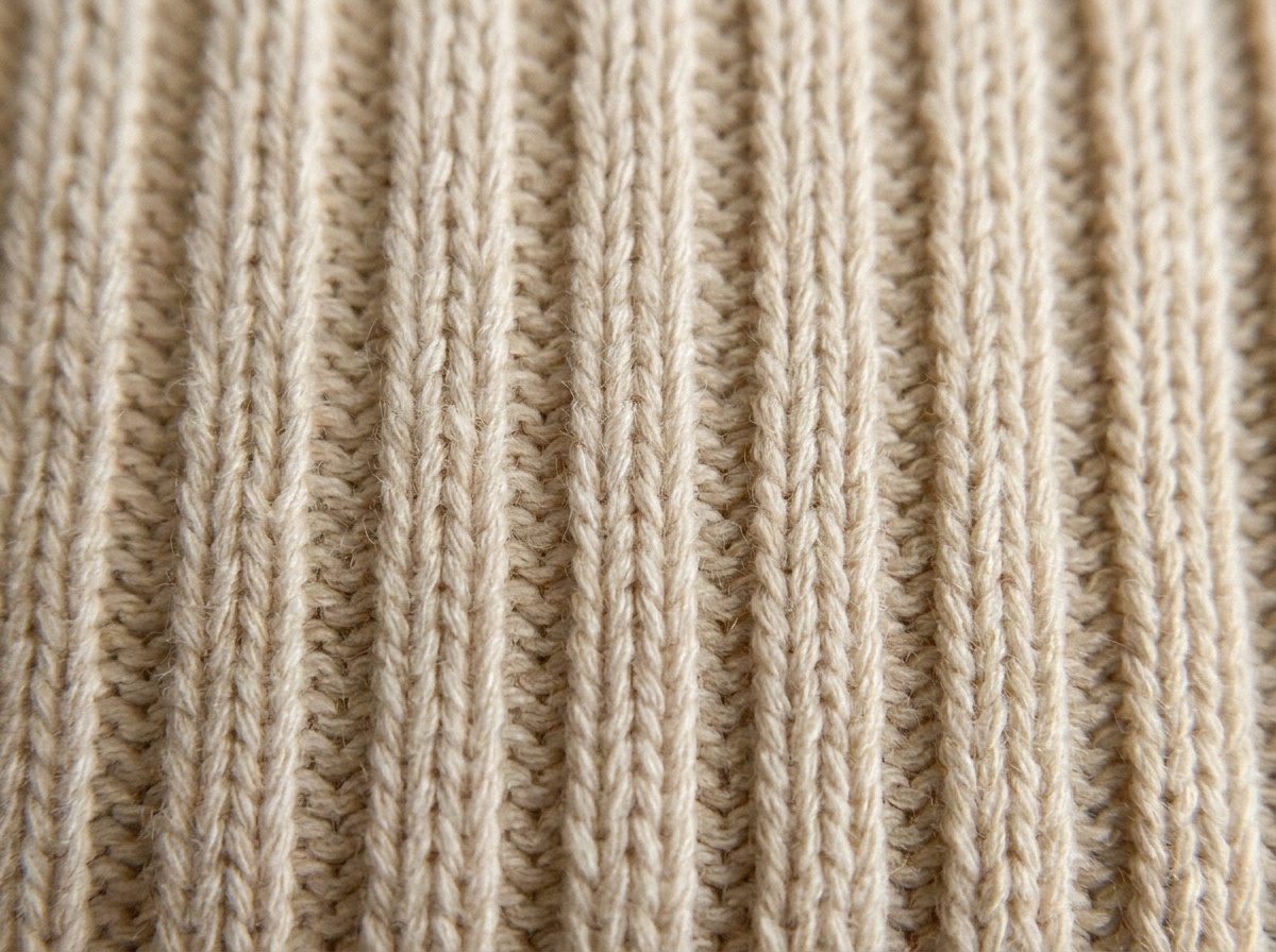 Macro close-up of Rib Knit, Rib knit (weft knit, alternating knit/purl columns)