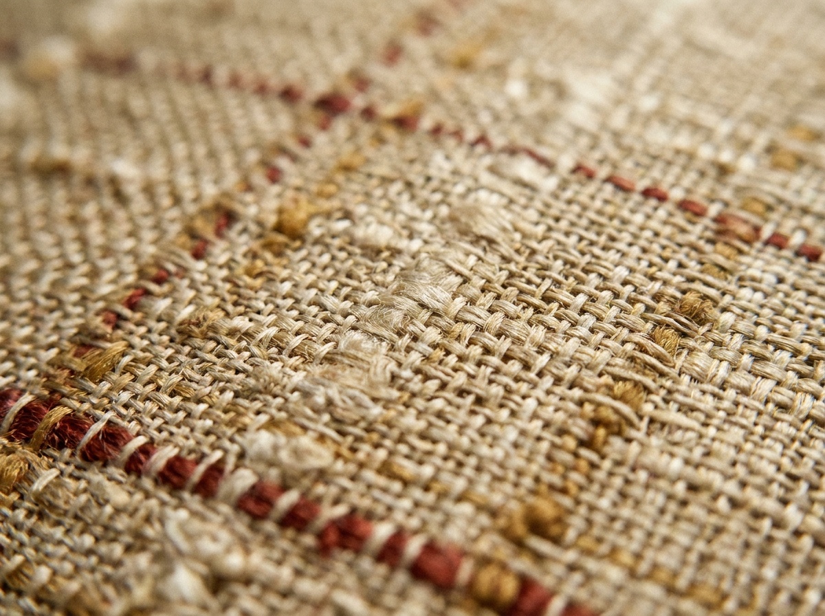 Macro close-up of Silk Dupioni, Plain weave, slub weft yarns