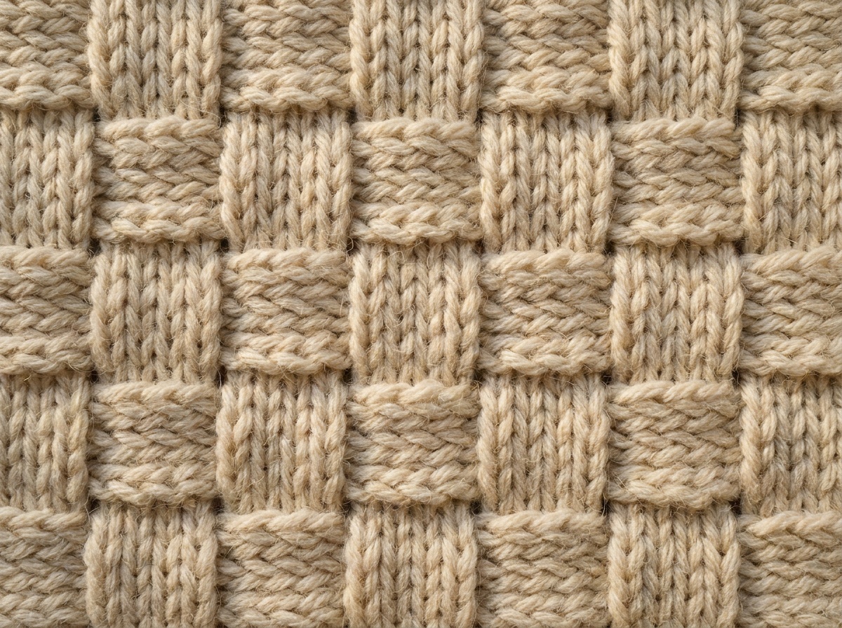 A knitted swatch of Basketweave Stitch