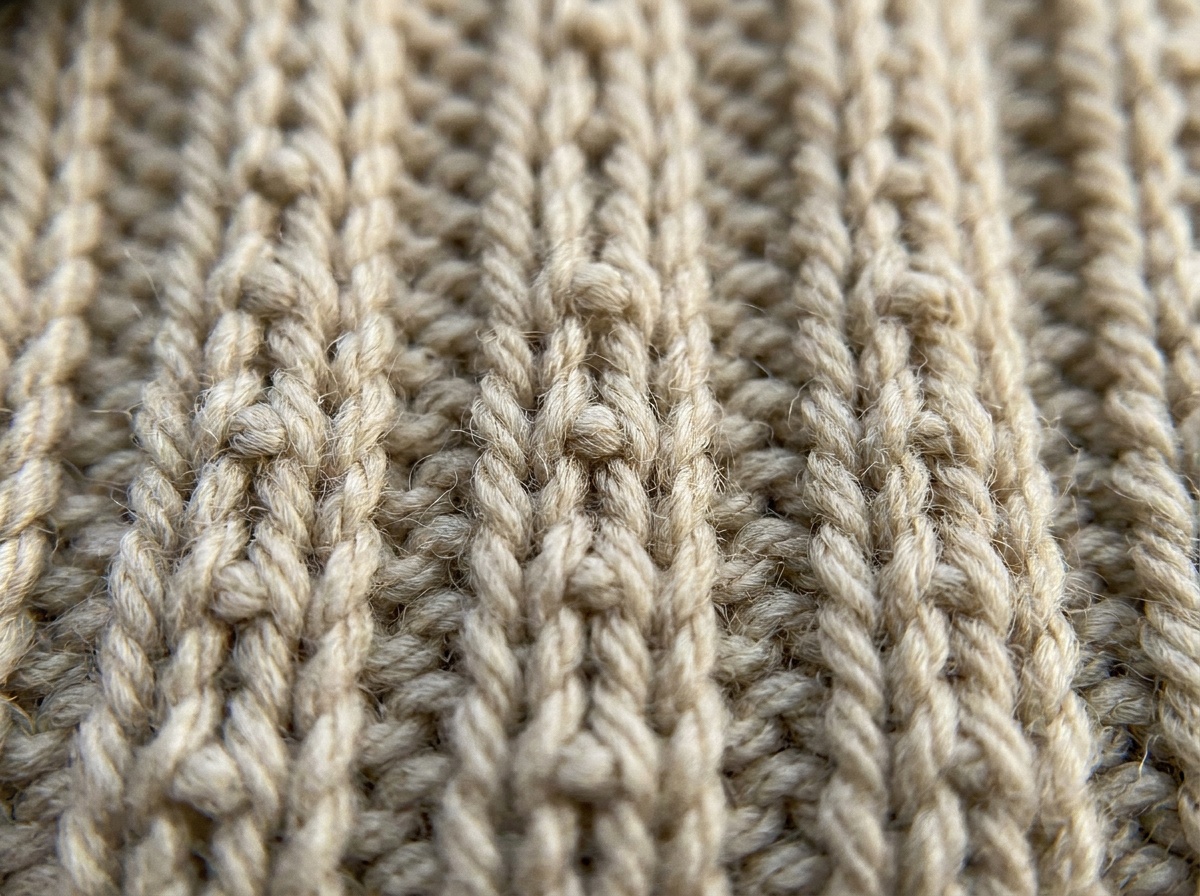A worked swatch of Beaded Rib, knit texture visible