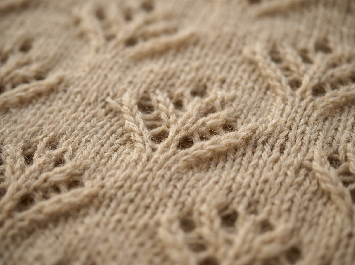 A worked swatch of Cat's Paw Lace, knit texture visible