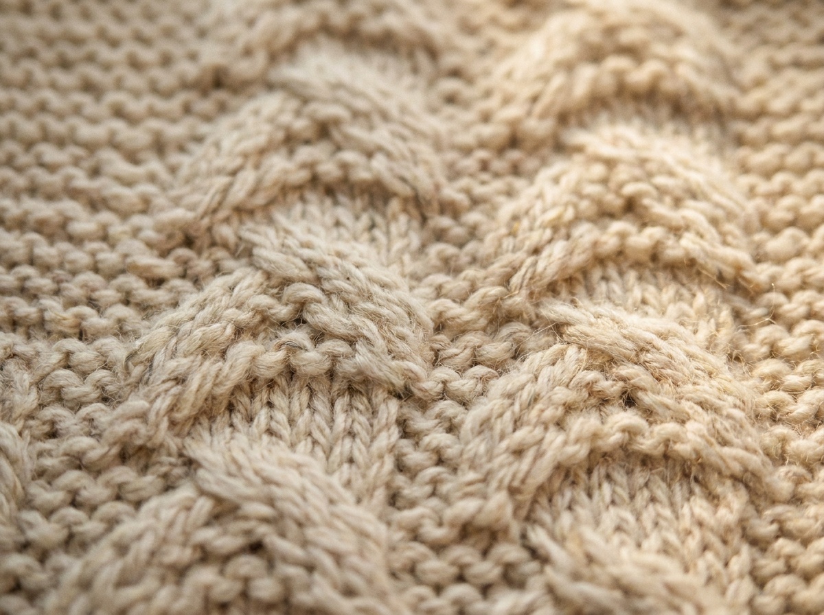 A worked swatch of Chinese Waves Stitch, knit texture visible