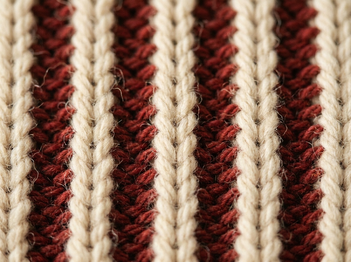A worked swatch of Corrugated Rib, knit texture visible
