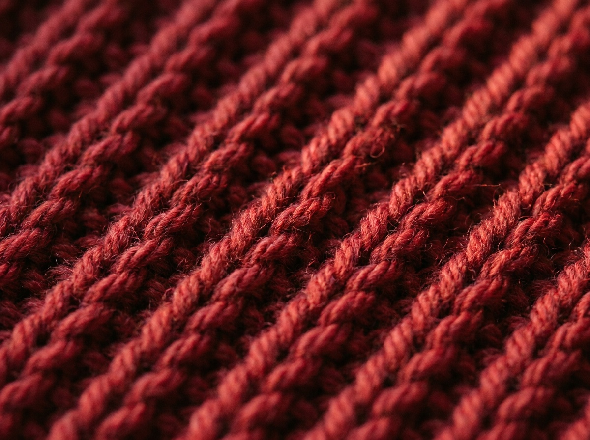 A worked swatch of Diagonal Rib Stitch, knit texture visible