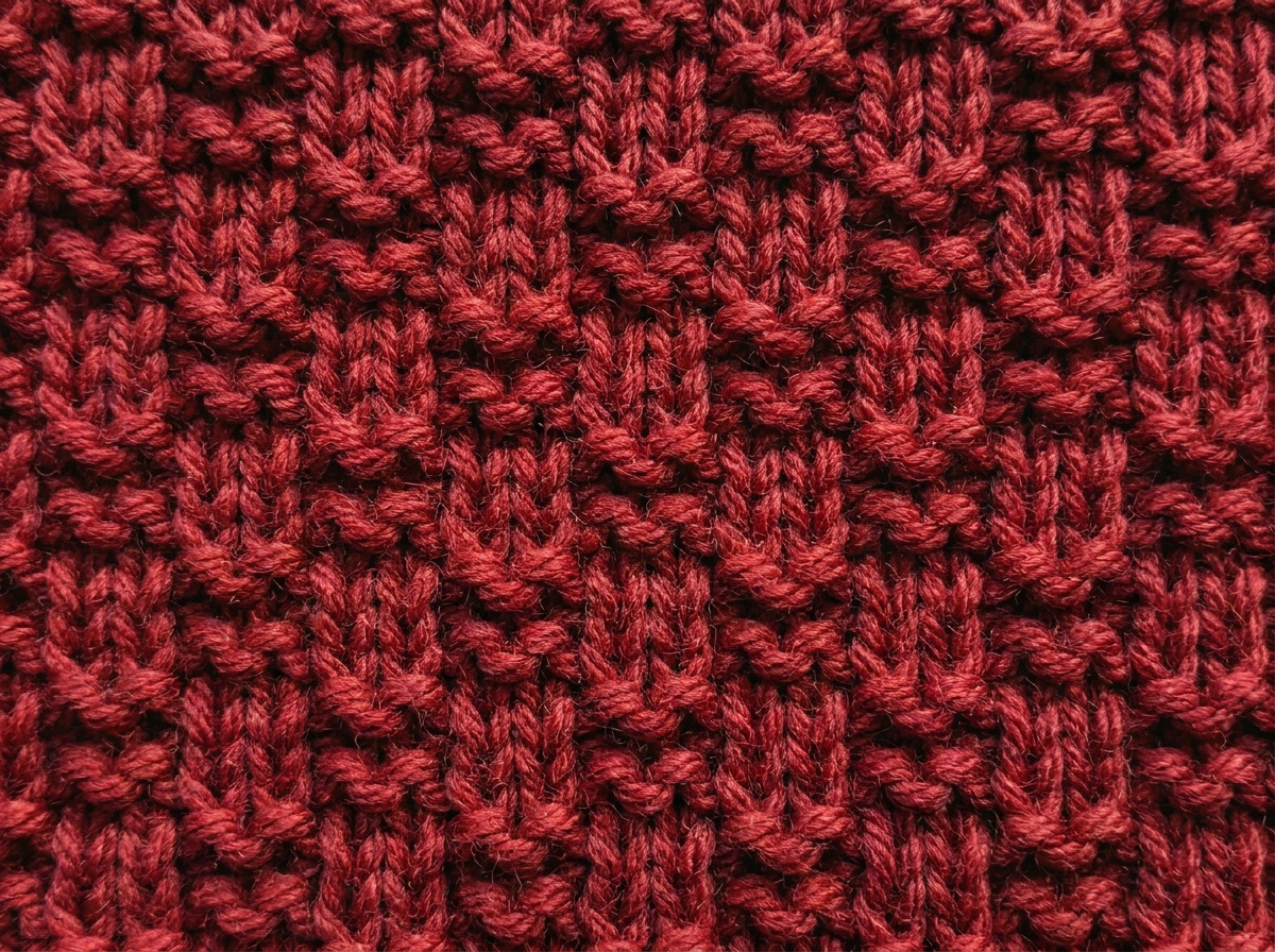 A worked swatch of Double Moss Stitch, knit texture visible