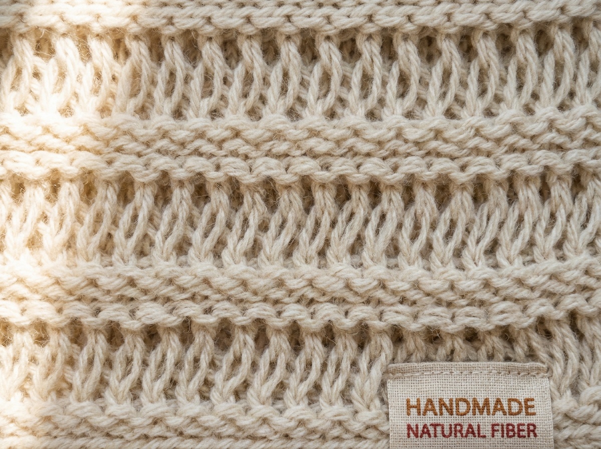 A worked swatch of Elongated Stitch, knit texture visible