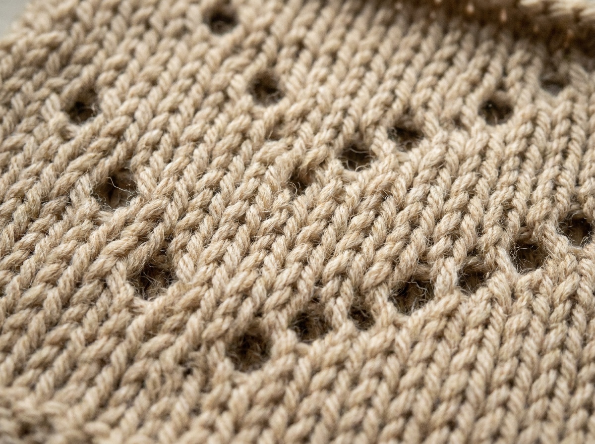 A knitted swatch of Eyelet Stitch