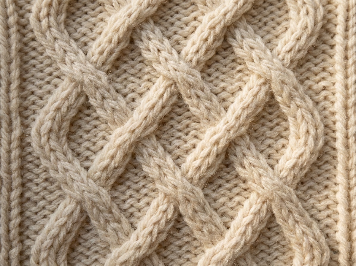 A worked swatch of Lattice Cable, knit texture visible