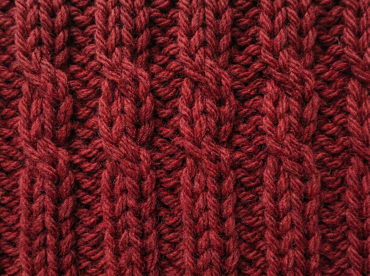A worked swatch of Mock Cable Stitch, knit texture visible