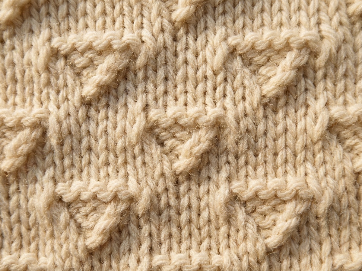 A worked swatch of Pennant Stitch, knit texture visible