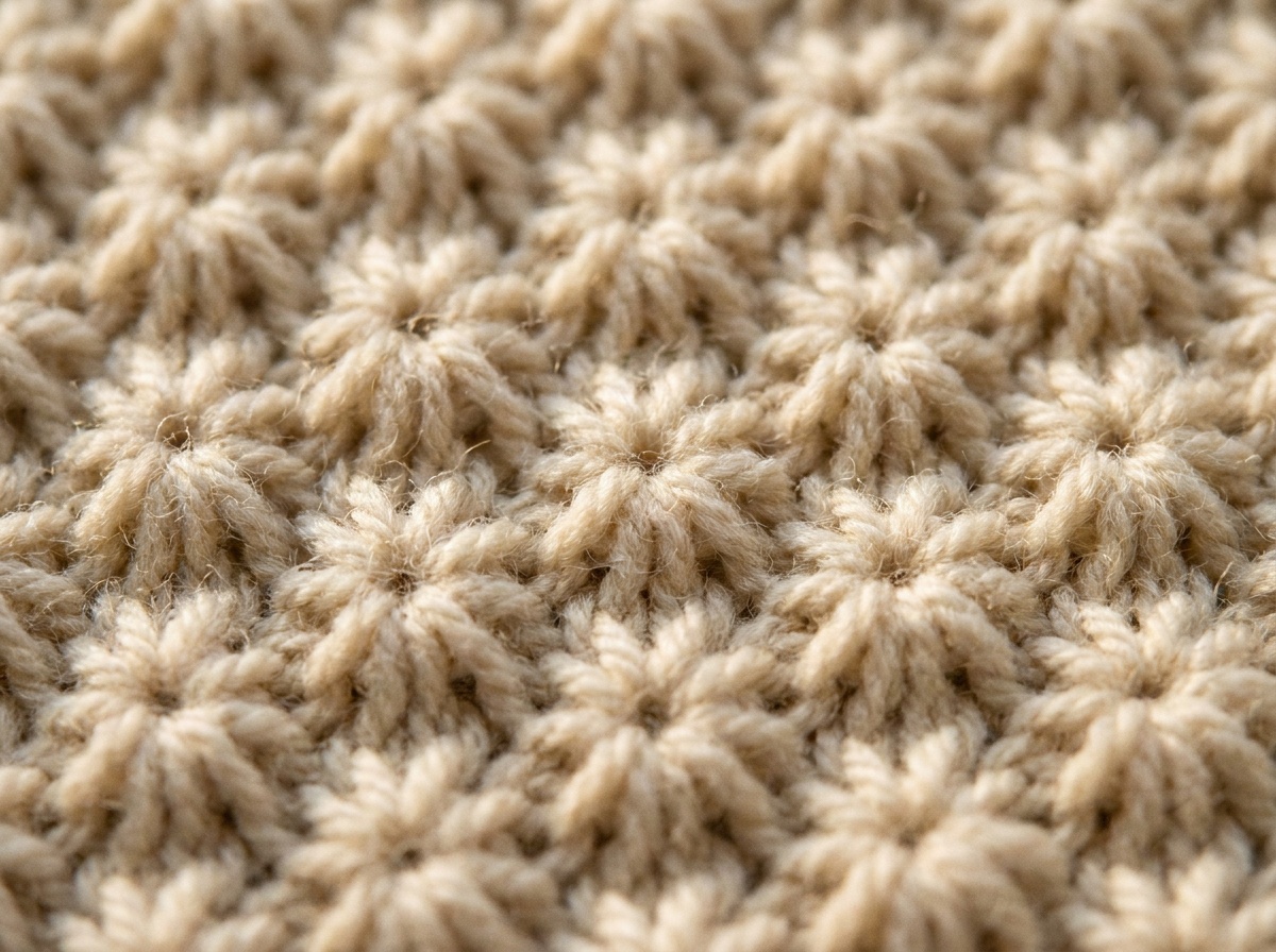 A worked swatch of Star Stitch, knit texture visible