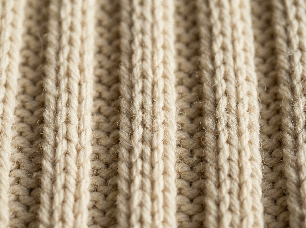 A worked swatch of Three by Three Rib, knit texture visible