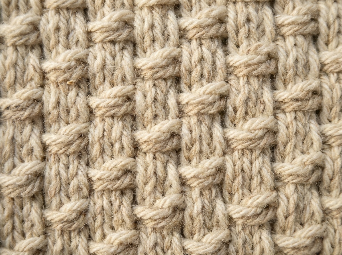 A worked swatch of Tweed Stitch, knit texture visible