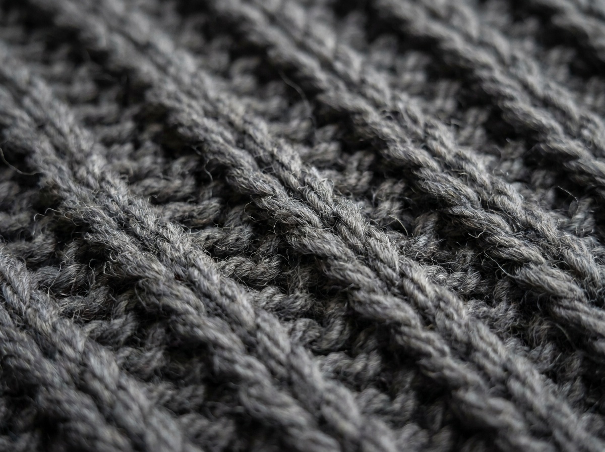 A knitted swatch of 2x2 Ribbing