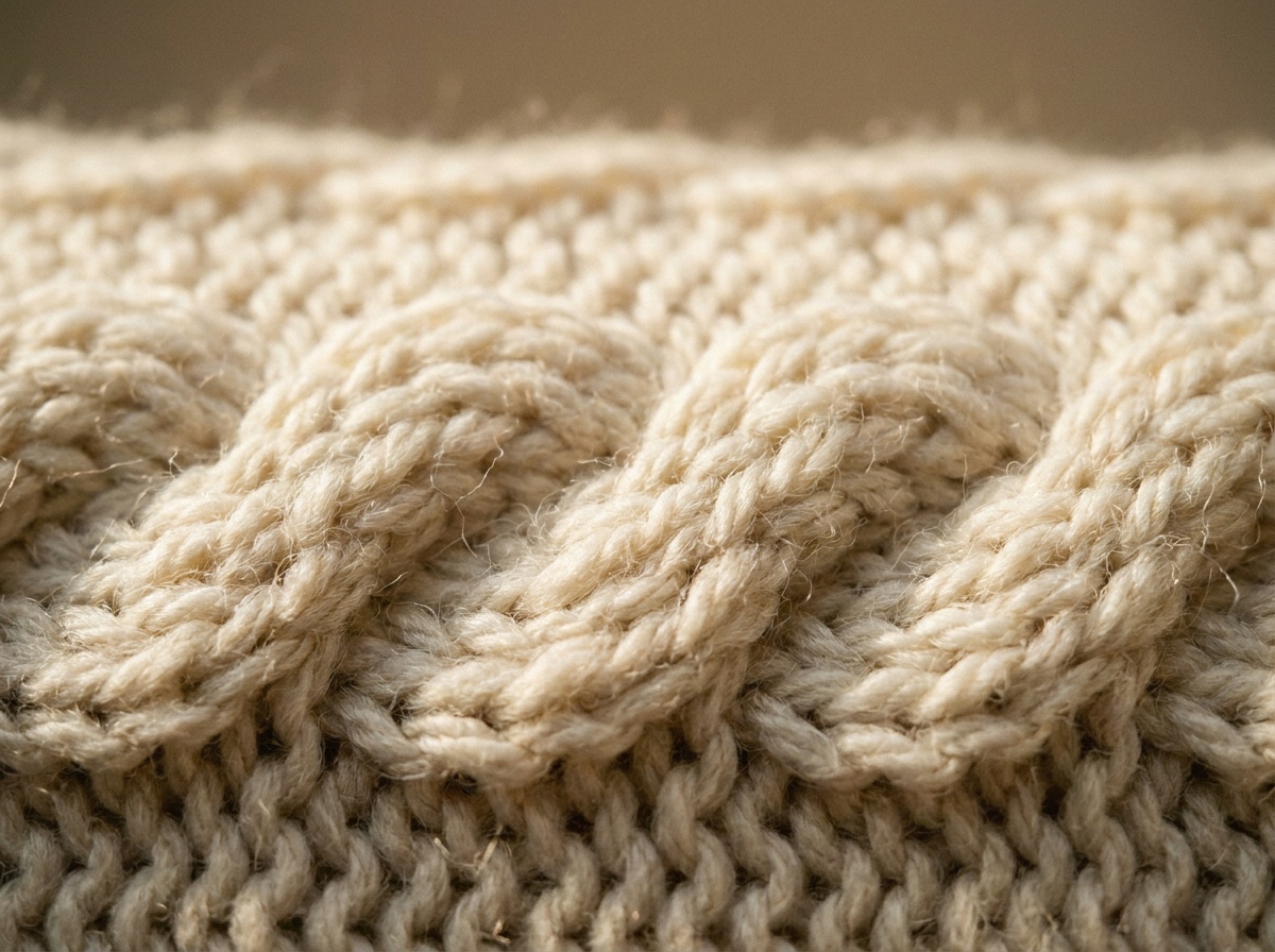 A worked swatch of Wave Cable, knit texture visible