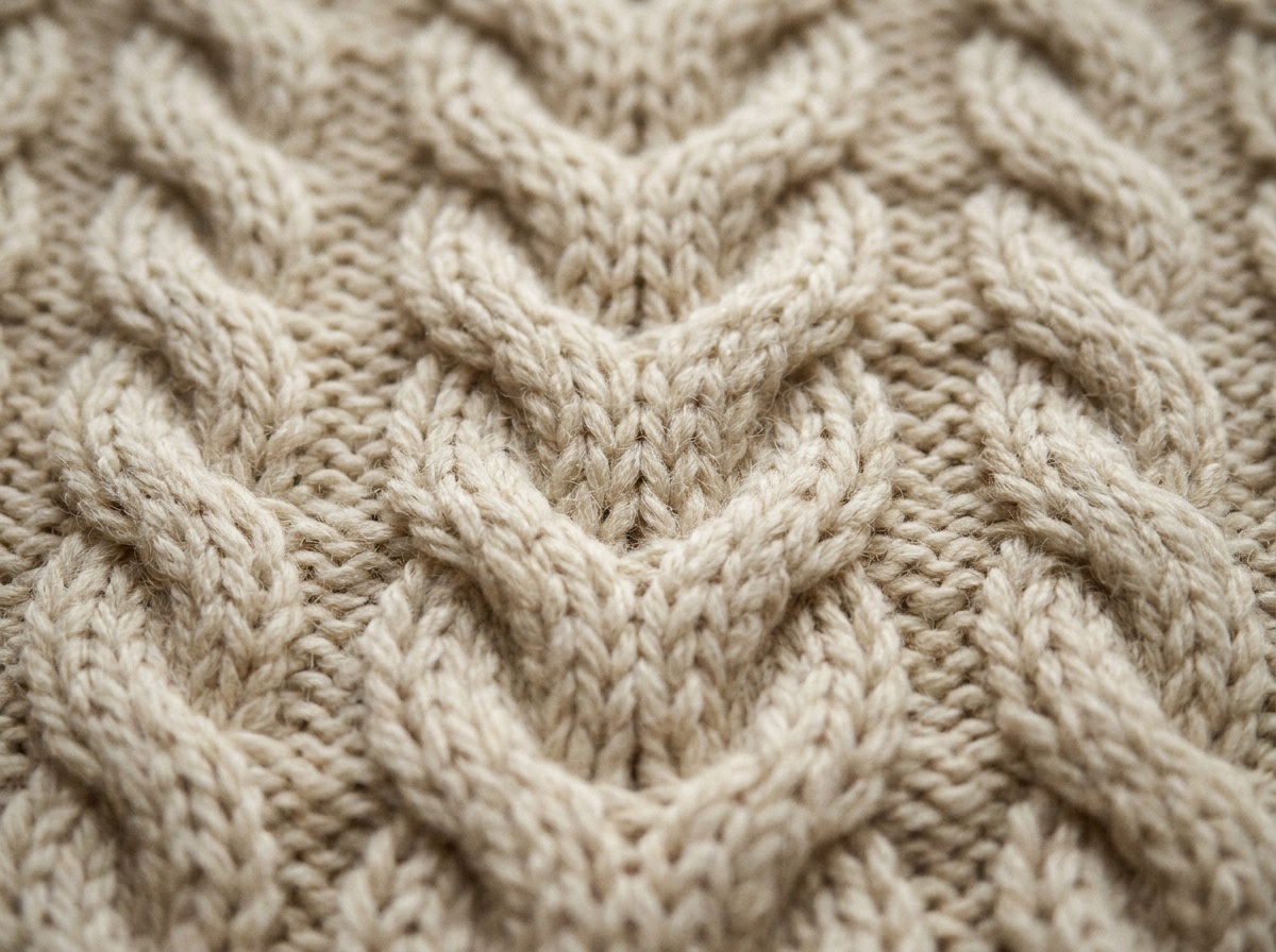 A worked swatch of Wheat Ear Cable, knit texture visible