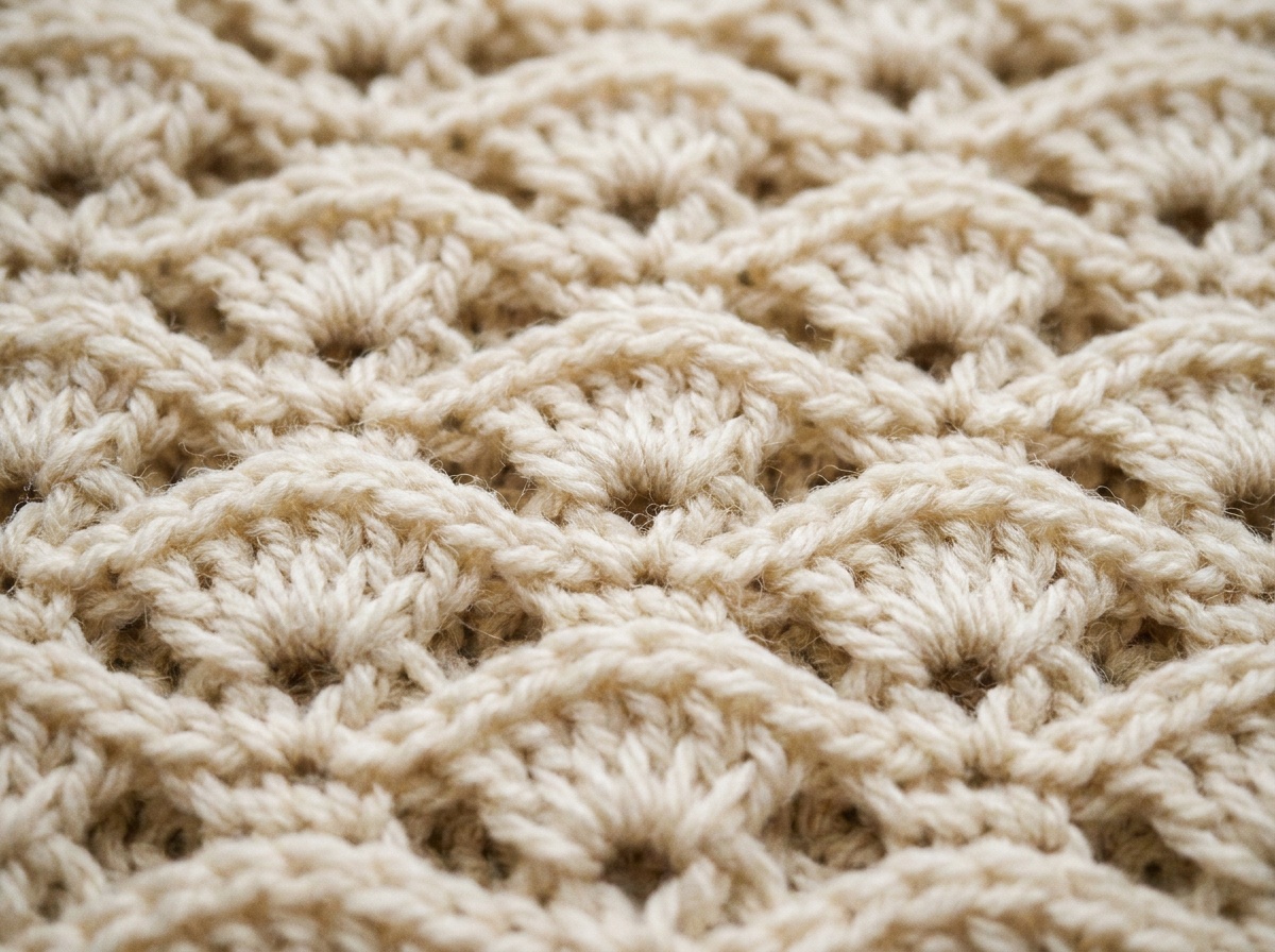 A worked swatch of Arcade Stitch crochet, stitch texture visible