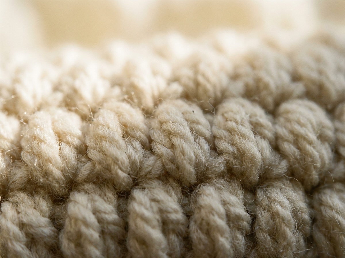 A worked swatch of Bean Stitch crochet, stitch texture visible