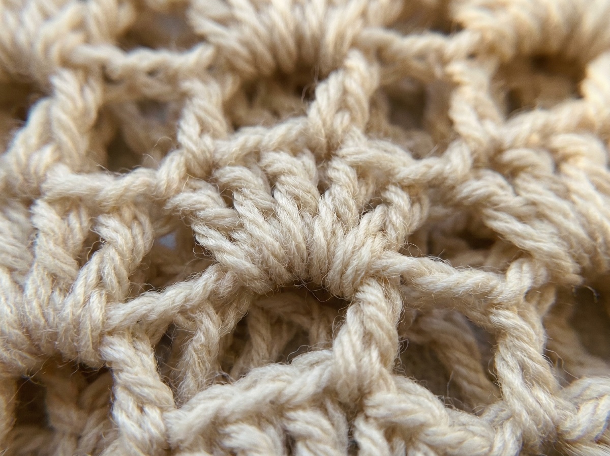 A worked swatch of Broomstick Lace crochet, stitch texture visible