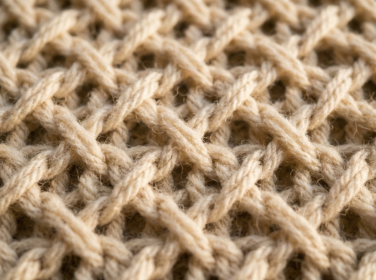 A worked swatch of Crossed Double Crochet crochet, stitch texture visible
