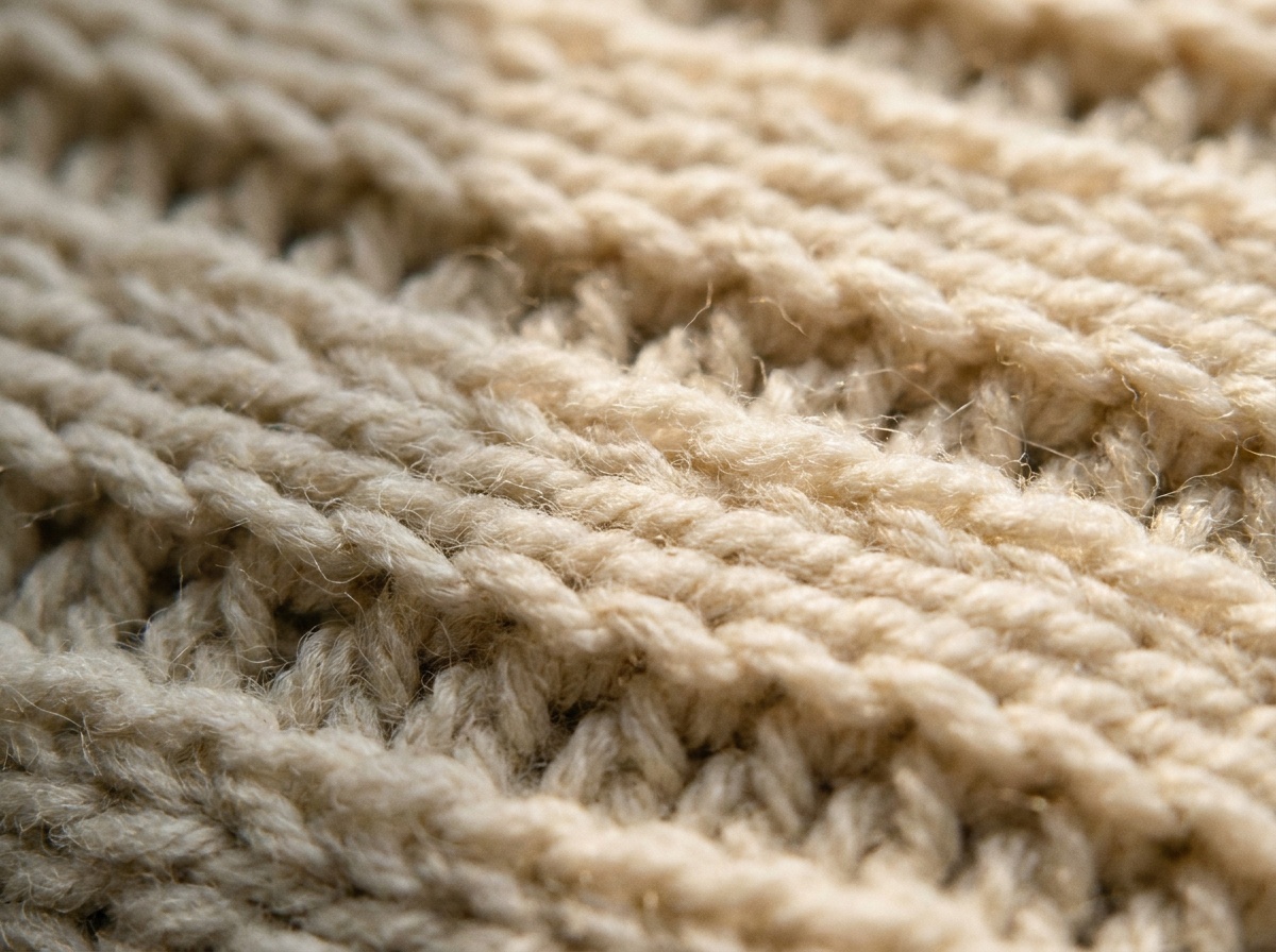 A worked swatch of Thermal Stitch crochet, stitch texture visible