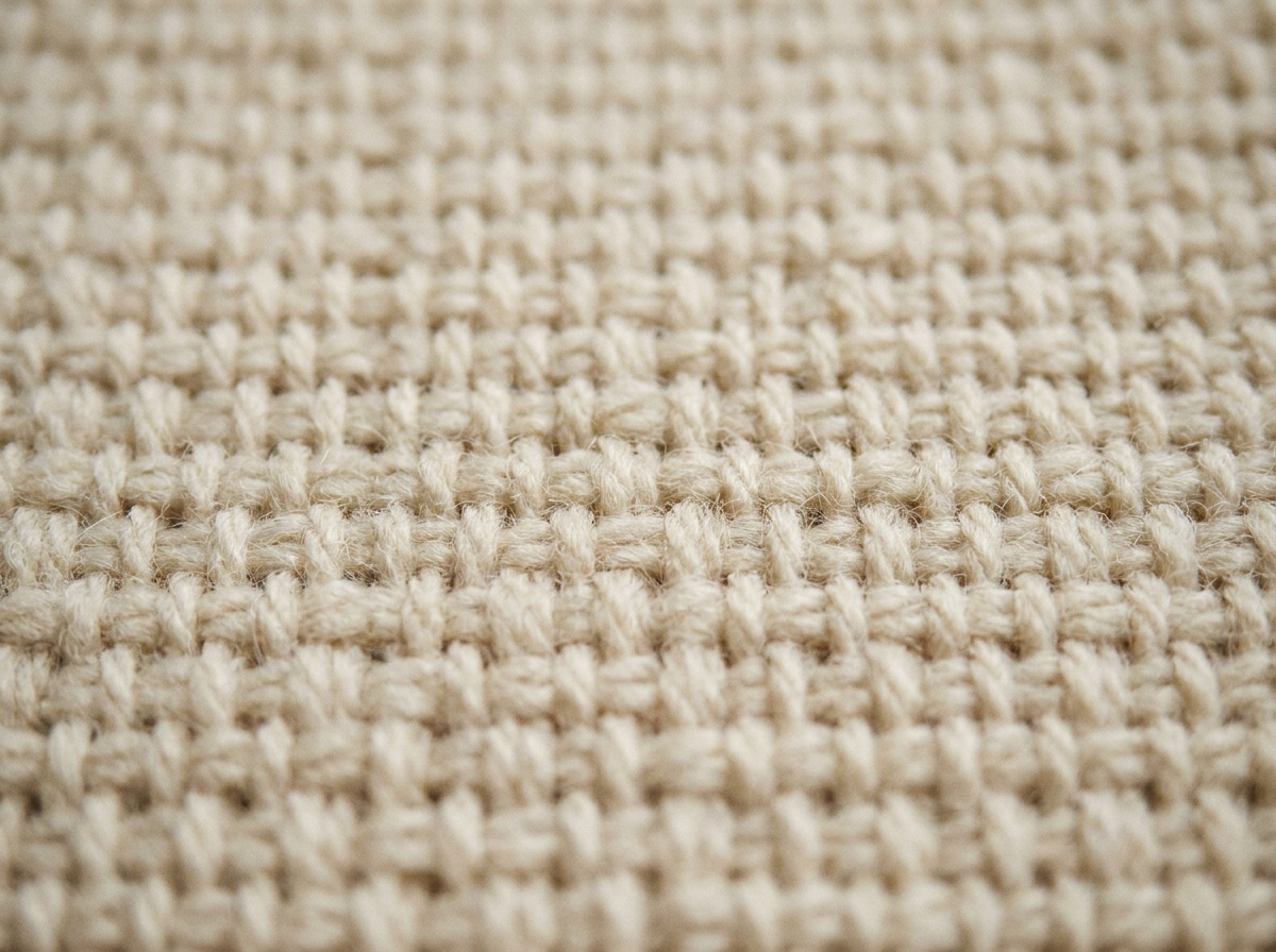 A worked swatch of Tunisian Simple Stitch crochet, stitch texture visible