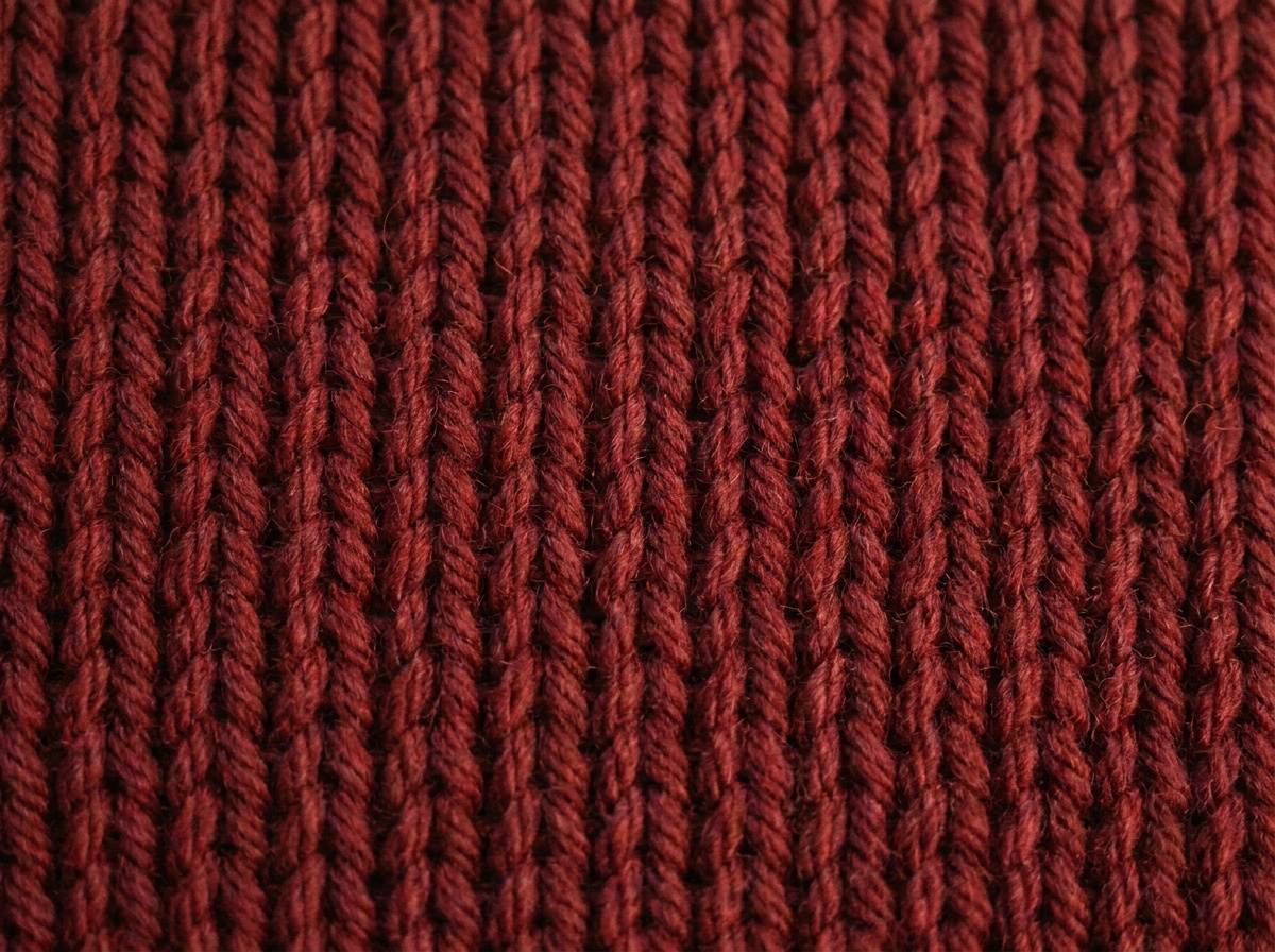 A worked swatch of Waistcoat Stitch crochet, stitch texture visible